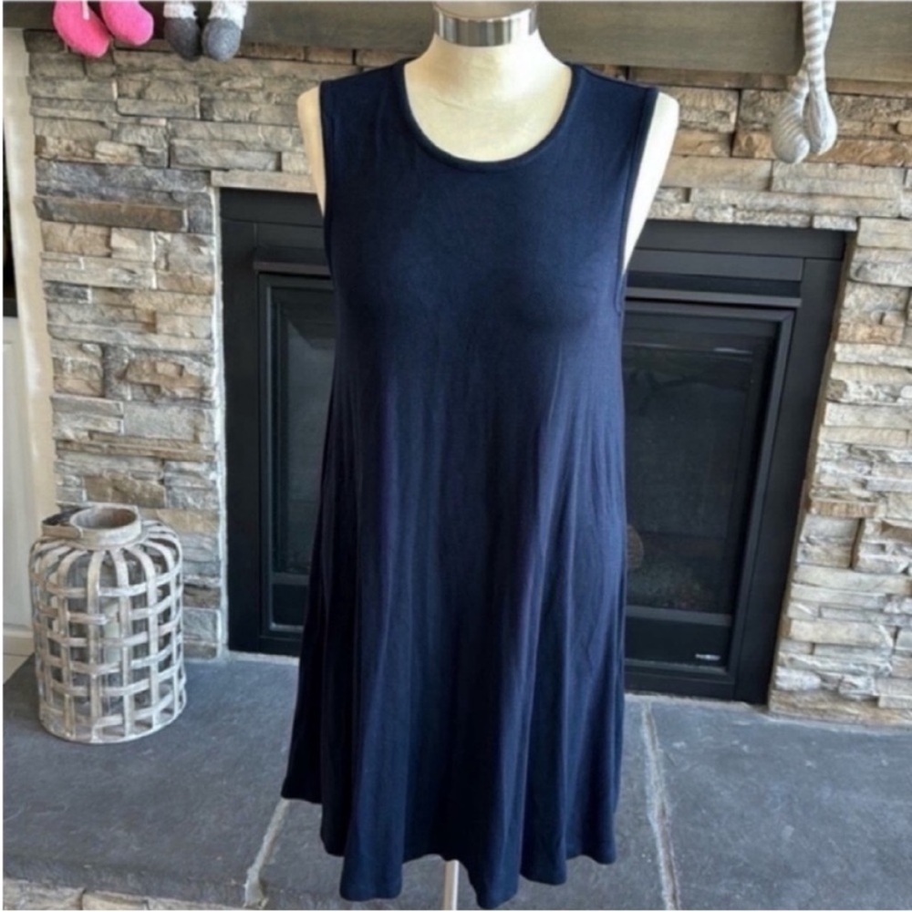 Donna Ricco Blue Sleeveless Scoop Neck Sundress